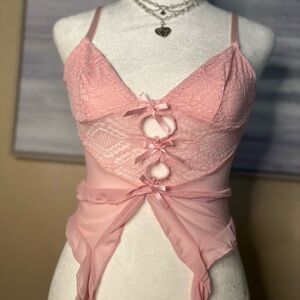 Elegant Pink Lace Tank